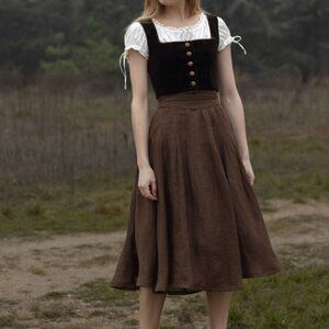 Voriagh "Vineta" linen midi skirt chestnut NWOT